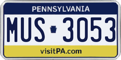 PA license plate MUS3053