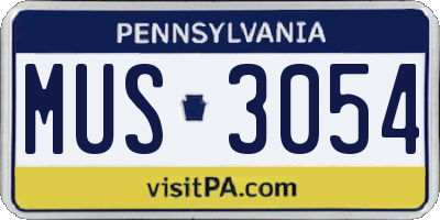 PA license plate MUS3054