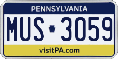 PA license plate MUS3059