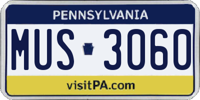PA license plate MUS3060