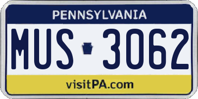 PA license plate MUS3062