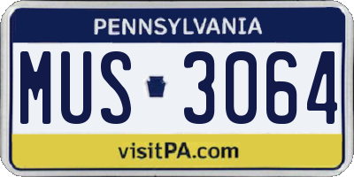 PA license plate MUS3064