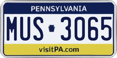PA license plate MUS3065