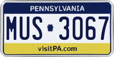 PA license plate MUS3067