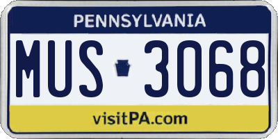 PA license plate MUS3068