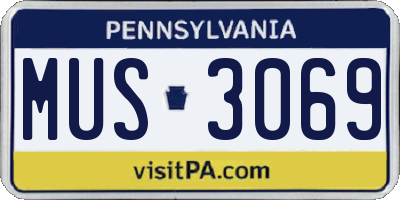 PA license plate MUS3069