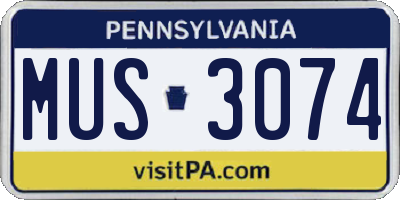 PA license plate MUS3074