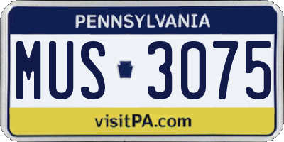 PA license plate MUS3075