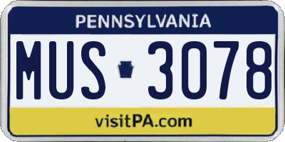 PA license plate MUS3078
