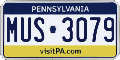 PA license plate MUS3079