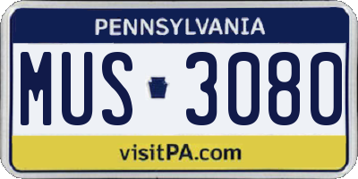 PA license plate MUS3080
