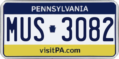 PA license plate MUS3082