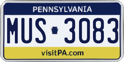PA license plate MUS3083