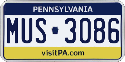 PA license plate MUS3086