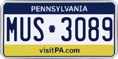 PA license plate MUS3089