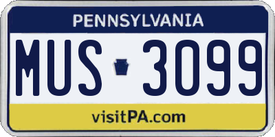 PA license plate MUS3099