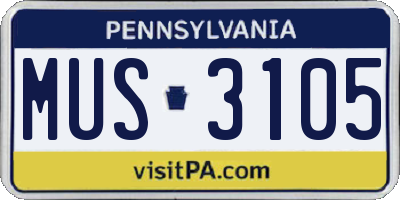 PA license plate MUS3105
