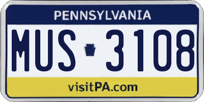 PA license plate MUS3108