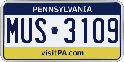 PA license plate MUS3109