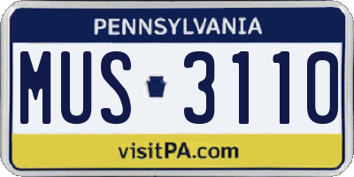 PA license plate MUS3110