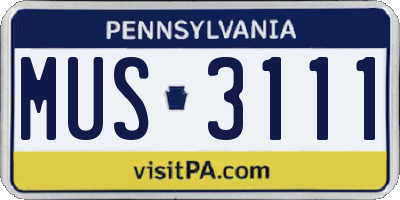 PA license plate MUS3111