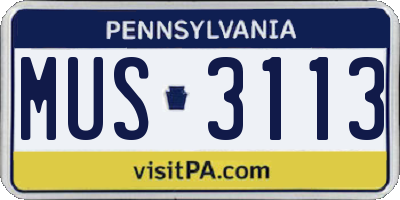PA license plate MUS3113