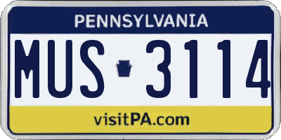 PA license plate MUS3114