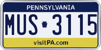 PA license plate MUS3115