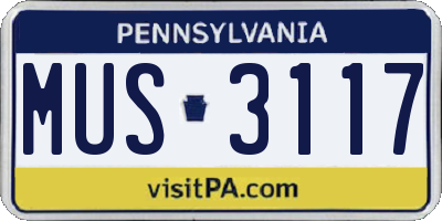 PA license plate MUS3117