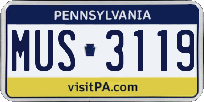 PA license plate MUS3119