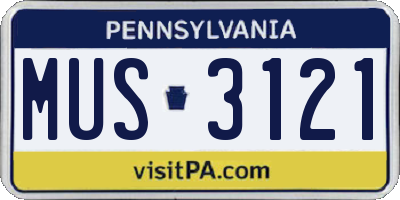 PA license plate MUS3121