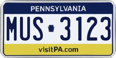 PA license plate MUS3123