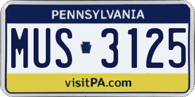 PA license plate MUS3125