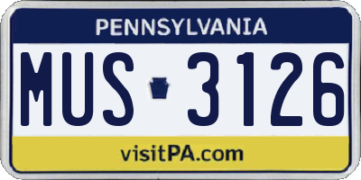 PA license plate MUS3126