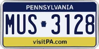 PA license plate MUS3128