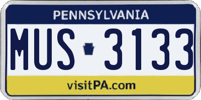 PA license plate MUS3133