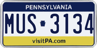 PA license plate MUS3134