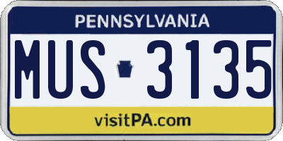 PA license plate MUS3135
