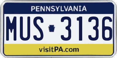 PA license plate MUS3136