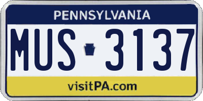 PA license plate MUS3137