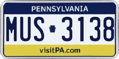 PA license plate MUS3138