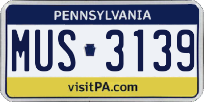 PA license plate MUS3139