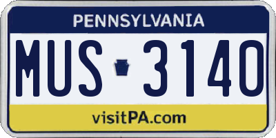 PA license plate MUS3140