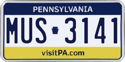PA license plate MUS3141