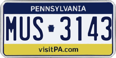 PA license plate MUS3143