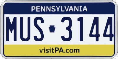 PA license plate MUS3144