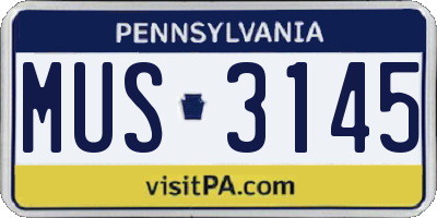 PA license plate MUS3145