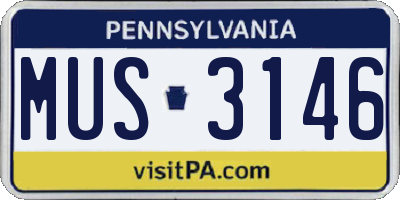 PA license plate MUS3146