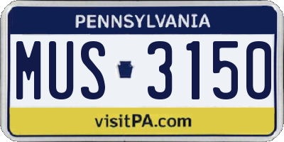 PA license plate MUS3150