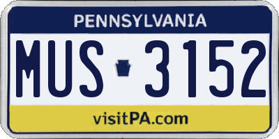 PA license plate MUS3152